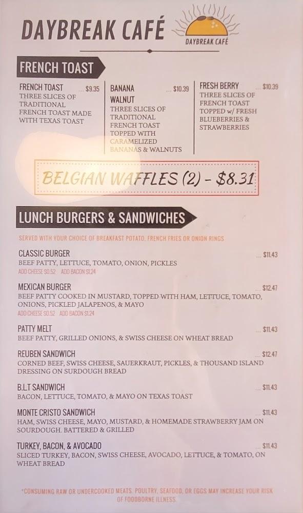 Daybreak Cafe Menu image 4